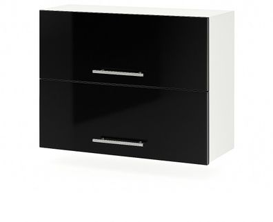 Klapphängeschrank 80cm Schwarz Hochglanz Küchenschrank SOFT CLOSE