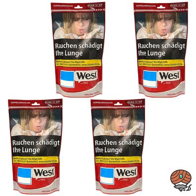 West Red / Rot Volumentabak Beutel 4x 95g