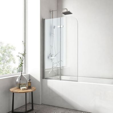 EMKE® 110x140cm Duschtrennwand fér Badewanne Faltwand Badewannenwand Duschkabine