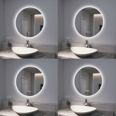 EMKE® Rund Badspiegel Mit LED Beleuchtung Touch Wandspiegel Bad Spiegel 50/60/70/80cm
