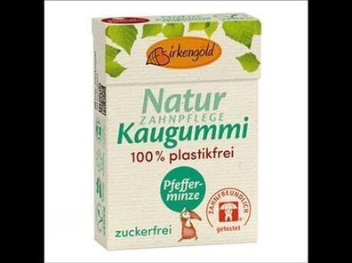 Birkengold 6x Birkengold Zahnpflege Natur Kaugummi Pfefferminze 20 Stk. 28g