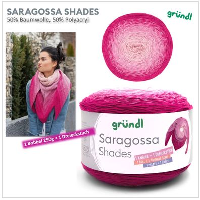 250g Gründl Saragossa Shades Bobbel Farbverlaufsgarn Stricken Häken Baumwolle