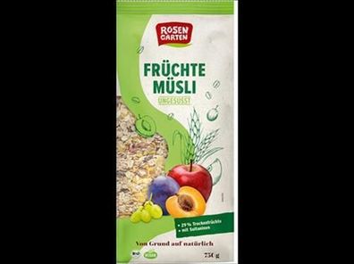 Rosengarten 6x Früchte-Müsli ungesüßt 750g
