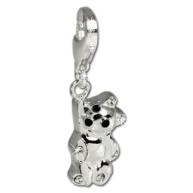 SilberDream Charm hängender Bär Zirkonia weiß schwarz Anhänger 925 Silber GSC210