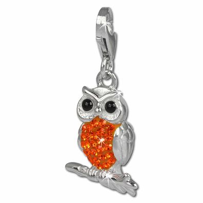 SilberDream Damen Charm Eule Zirkonia orange Charmsanhänger 925 Silber GSC505O