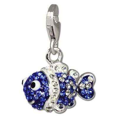 SilberDream Charm Clownfisch Zirkonia blau Charms-Anhänger 925 Silber GSC518B