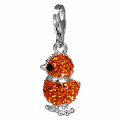 SilberDream Damen Charm Küken Zirkonia orange Charmsanhänger 925 Silber GSC522O