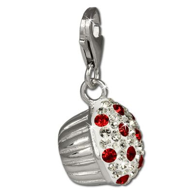 SilberDream Damen Charm Muffin Zirkonia rot Charmsanhänger 925 Silber GSC526R