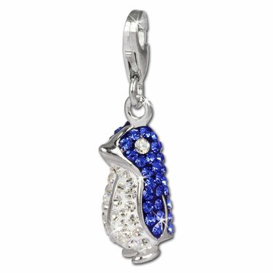 SilberDream Damen Charm Pinguin Zirkonia blau Charmsanhänger 925 Silber GSC533B