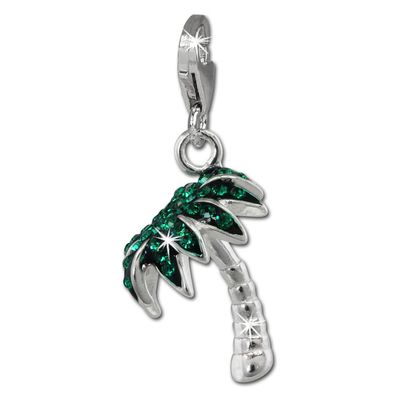 SilberDream Damen Charm 3D Palme Zirkonia grün Charmsanhänger 925 Silber GSC548G