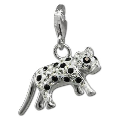 SilberDream Charm Bengal Katze Zirkonia weiß schwarz Anhänger 925 Silber GSC550W
