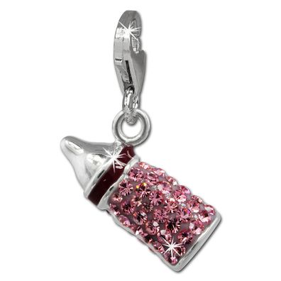 SilberDream Charm Nuckelflasche Zirkonia rosa Charmsanhänger 925 Silber GSC555A
