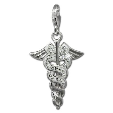 SilberDream Charm Hermesstab Zirkonia weiß Charms-Anhänger 925 Silber GSC557W