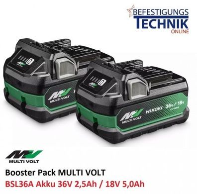 HiKOKI Hitachi Multi Volt Akku 2x BSL36A18X 36V/2,5Ah 18V/5Ah