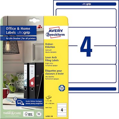 Zweckform Ordnerrückenetikett 192x61 ws L4761-10 10BL
