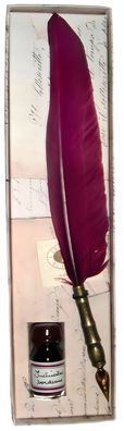 Rubinato Gänsekiel bordeaux mit Metallschaft und Tinte 10 ml