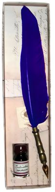 Rubinato Gänsekiel dunkelblau mit Metallschaft und Tinte 10 ml