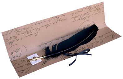 Rubinato Gänsekiel schwarz mit Metallgriff als Federhalter