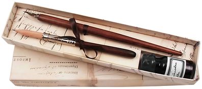 Rubinato HolzFederhalter mit Feder Bleistiftverlängerer Tinte 10 ml