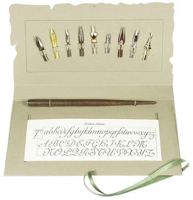 Rubinato Schreibfedern mit Federhalter und Schriftvorlage