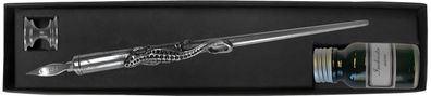 Rubinato Federhalter mit Eidechse 18 cm aus Zinn und 10 ml Tinte