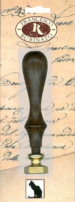 Standardgraph Messingsiegel Ø 20 mm mit Holzgriff Katze stehend