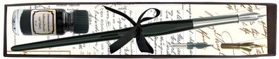 Kalligraphie-Set LUXUS mit Federhalter 3 Federn u 10 ml Tinte schwarz