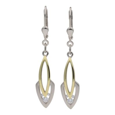 JuwelmaLux Ohrhänger 925/000 Sterling Silber teils vergoldet mit synth. Zirkonia JL20