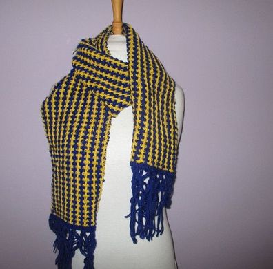 Blau-Gelb, Schal Handgestrickt, handmade, neu, weich