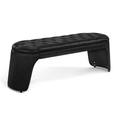 BarberPub 3-Sitzer Sitzbank für Friseursalon W510 (Schwarz/Kunstleder)