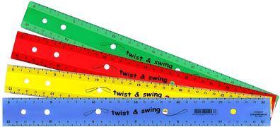 Twist & Swing OFFICE Lineal 30 cm zum abheften 6x4 Farben sortiert