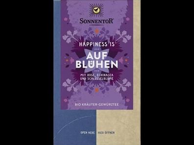 Sonnentor 3x Aufblühen Tee Happiness is®, Doppelkammerbeutel 27g