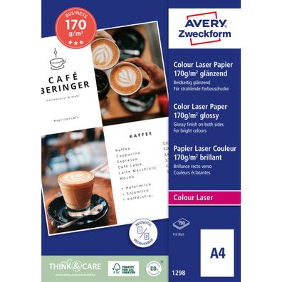 Zweckform 1298 170g glossy Laserpapier Colour A4 200Bl ws