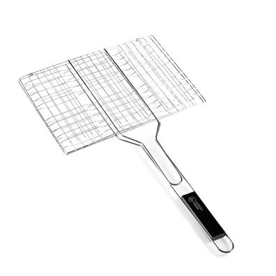 Großer Steak Grillkorb mit Holzgriff ca. 60 x 35 cm Gitter für bis zu 3 Steaks