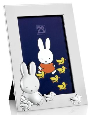 Kinder Fotorahmen versilbert Bilderrahmen für Fotomaß 6 x 9 cm Hasen-Enten Motiv