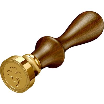Standardgraph Messingsiegel Ø 20 mm mit Holzgriff Kleeblatt
