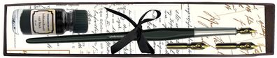 Kalligraphie-Set LUXUS Federhalter 3 Linkshand-Federn 10 ml Tinte schw