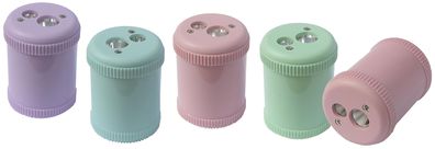Pastell Doppel-Dosenspitzer rund farbig sortiert 4014509146912