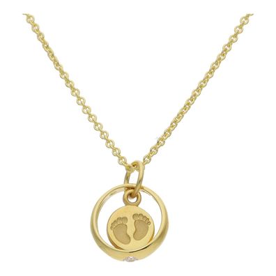 JuwelmaLux Anhänger 333/000 (8 Karat) Gold Taufring mit Babyfüße Zirkonia JL14-02-013