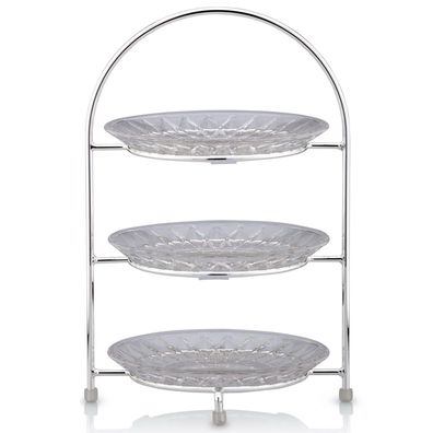 versilberte Etagere Ø 19 cm mit 3 Glasteller
