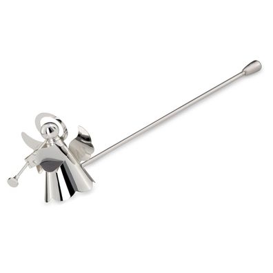 versilberter Kerzenlöscher kleiner Engel mit Posaune 24 cm