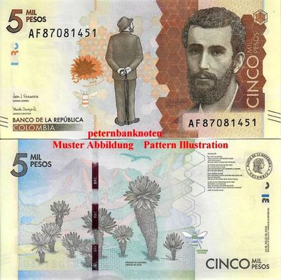 Kolumbien / Colombia 5000 Pesos 20.18 Unc P 459d 6255#