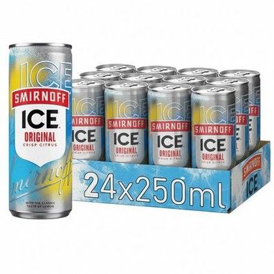 Smirnoff Ice Wodka - 24 Dosen x 250 ml Crisp Citrus Zitrone Vodka, Lemon Citron
