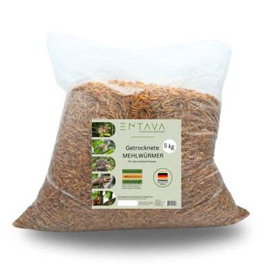 5 kg Mehlwürmer getrocknet ENTAVA Vogelfutter Koifutter Maus Vogel Fisch Reptil