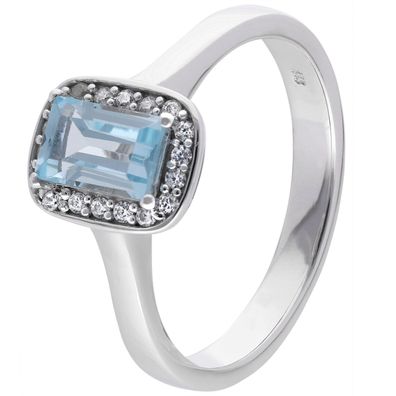 trendor Schmuck Damenring Weißgold 333/8K Blautopas / Zirkonias 68444