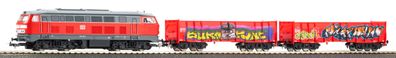 Piko H0 57032 Starter-Set kids Diesellok BR 218 + Gleis + 2x Güterwagen Eaos DB
