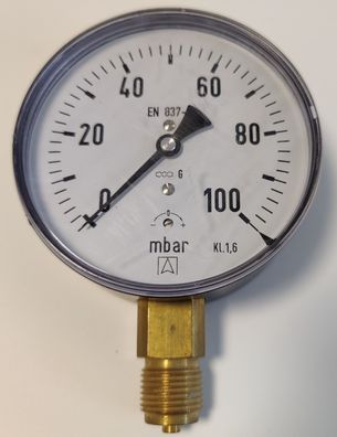 Afriso Kapselfeder-Standardmanometer 0-100 mbar Ø100 mm AG1/2B EN 837-3 Kl. 1,6