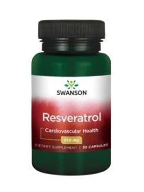 Swanson Resveratrol 250 mg, 30 Kapseln - Hochdosiertes Antioxidans fuer Zellschutz un