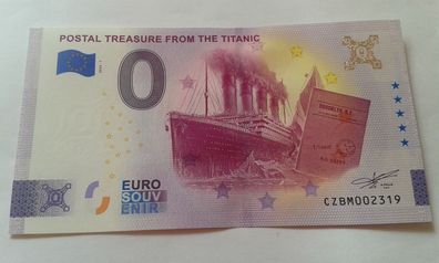 Null euro Schein 0 euro Schein Souvenirschein Postal treasure from the titanic 2024-1