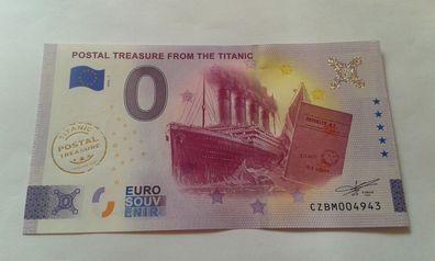 0 euro Schein Souvenirschein Postal treasure from the titanic 2024-1 mit Stempel